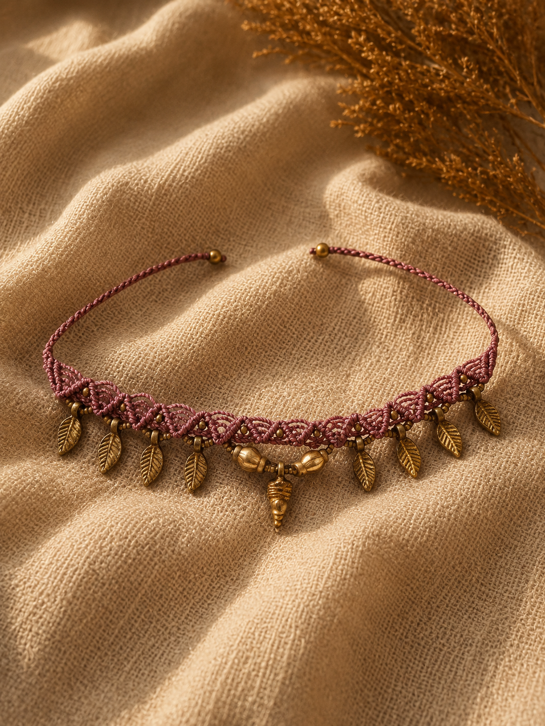 Purple charm anklet
