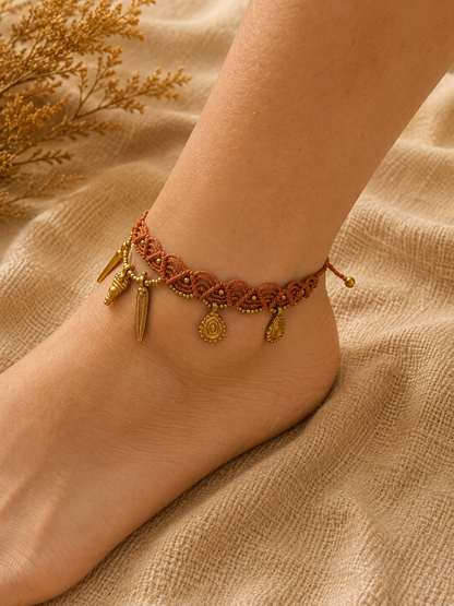 Orange charm anklets