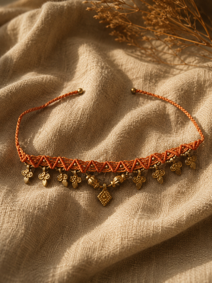 Orange charm anklets