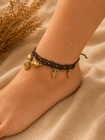 Brown charm anklet