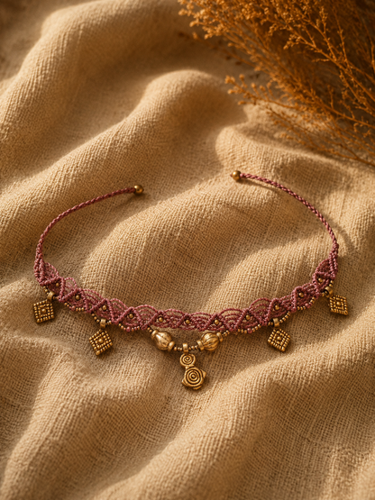 Purple charm anklet